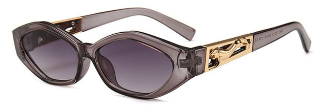 Shauna Diamond Sharp Fashion Metal Jumping Cheetah Decoration Fashion Women Small Cat Eye Solglasögon