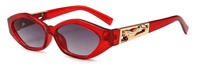 Shauna Diamond Sharp Fashion Metal Jumping Cheetah Decoration Fashion Women Small Cat Eye Solglasögon