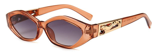 Shauna Diamond Sharp Fashion Metal Jumping Cheetah Decoration Fashion Women Small Cat Eye Solglasögon