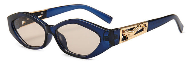 Shauna Diamond Sharp Fashion Metal Jumping Cheetah Decoration Fashion Women Small Cat Eye Solglasögon