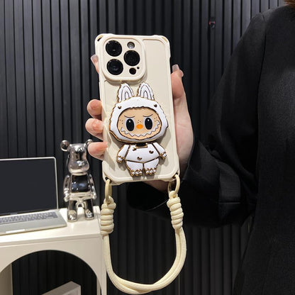 Case de iPhone de Kickstand de espejo de Shell Labubu Hard - Mirror rotativo | Diseño a prueba de golpes