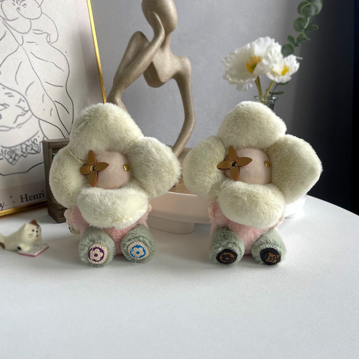 Cute Sunflower Plush Keychain - Vivian Poll Bag Charm voor vrouwen, auto- en rugzakdecoratie