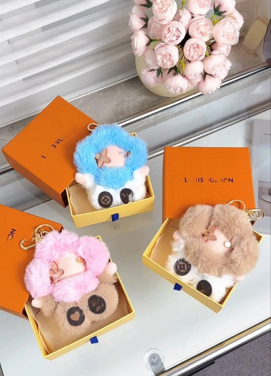Fluffy sød solsikke plys nøglering