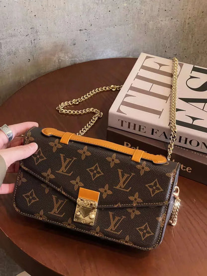 Monogramový plátnový taška ruka držela mobilní telefon s řetězem Crossbody
