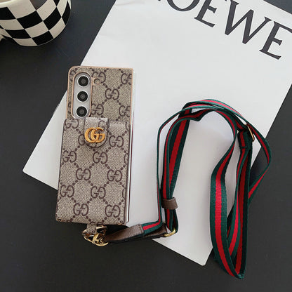 Luxus galvanizáló monogram kártya tartó kereszttest Samsung Z Fold tok