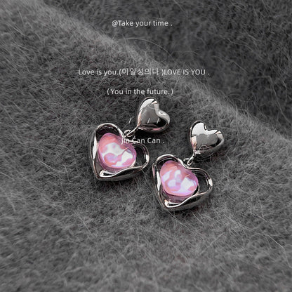 Orecchini a goccia rosa iridescente - Sweet Chic francese con accessori a torsione spigolosi