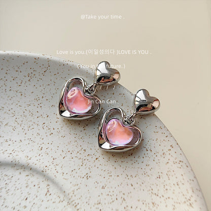 Orecchini a goccia rosa iridescente - Sweet Chic francese con accessori a torsione spigolosi