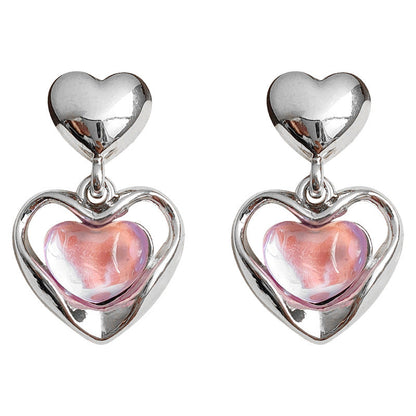 Orecchini a goccia rosa iridescente - Sweet Chic francese con accessori a torsione spigolosi