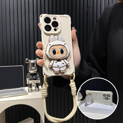 Case de iPhone de Kickstand de espejo de Shell Labubu Hard - Mirror rotativo | Diseño a prueba de golpes