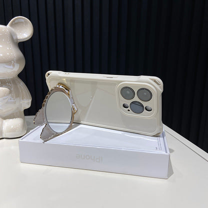 Case de iPhone de Kickstand de espejo de Shell Labubu Hard - Mirror rotativo | Diseño a prueba de golpes