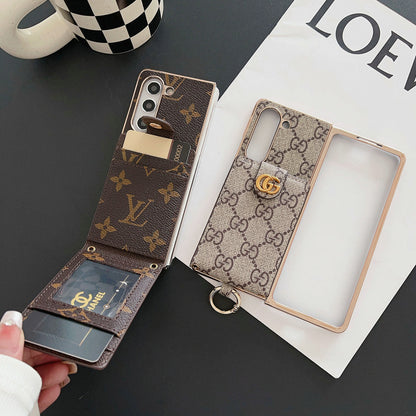 Luxus galvanizáló monogram kártya tartó kereszttest Samsung Z Fold tok