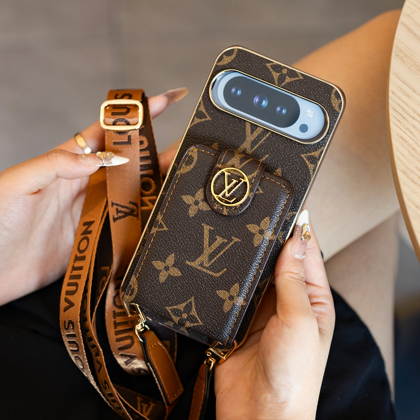 高級カード所有者 - スタイルストラップグーグルピクセル電話ケース
