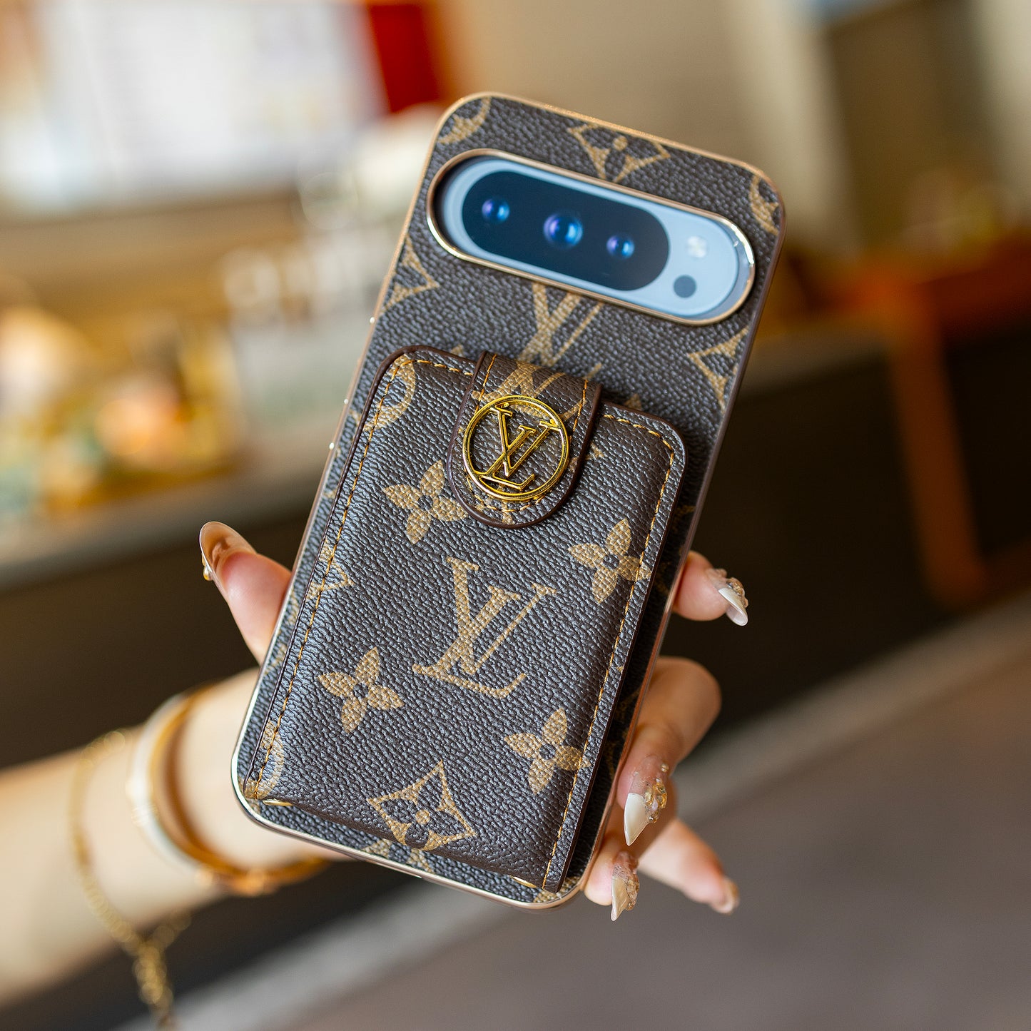 高級カード所有者 - スタイルストラップグーグルピクセル電話ケース