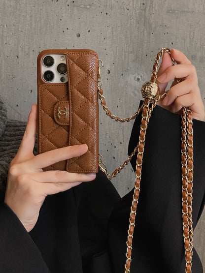 Πολυτελές πορτοφόλι iPhone θήκη με αλυσίδα χεριών /crossbody