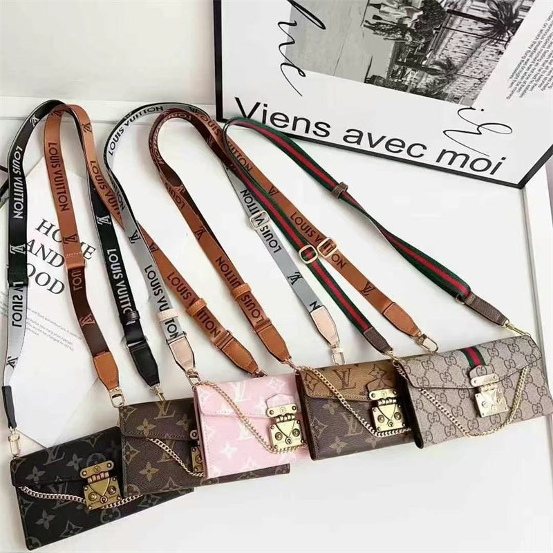 Monogramm luxuriöser luxuriöser Telefonhülle mit Riemen
