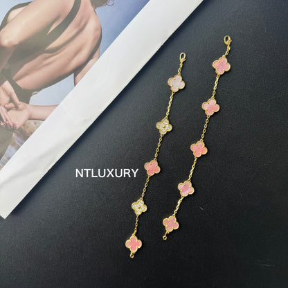 Shell Girl & Shining Leaves Bracelet (Pink)