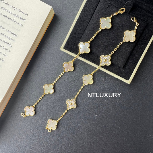 Shell Girl & Shining Leaves Bracelet (White)