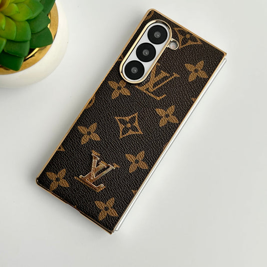 Samsung Galaxy Z Fold 6 Luxury Gold Depted Leather Case