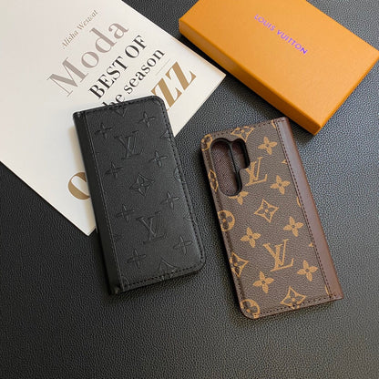 Monogram läderkortomslag galaxfodral för Samsung