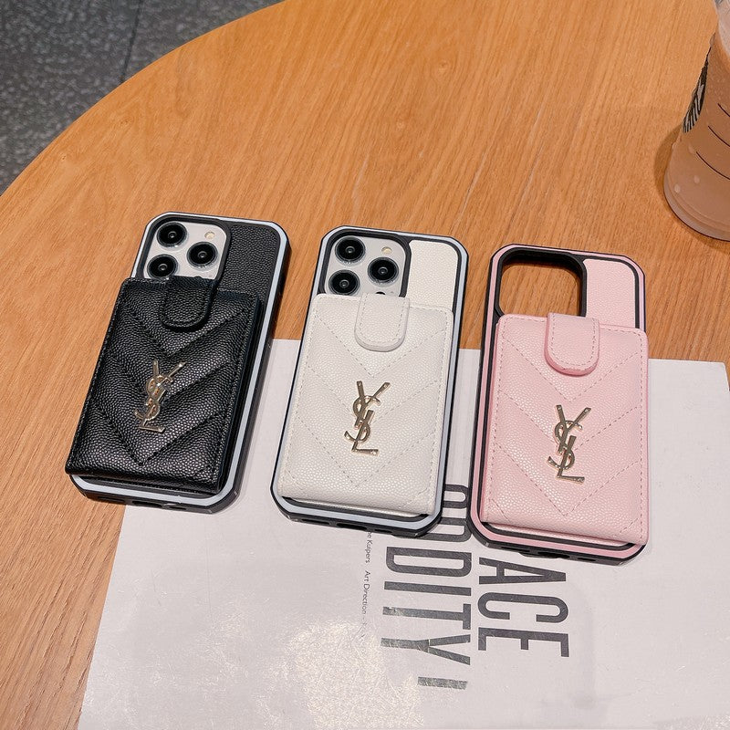 Custodia per iPhone in pelle di sacca con carta saint