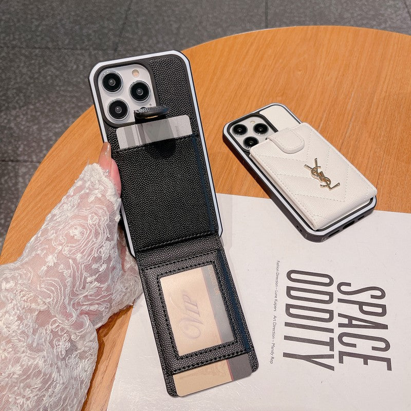 Custodia per iPhone in pelle di sacca con carta saint