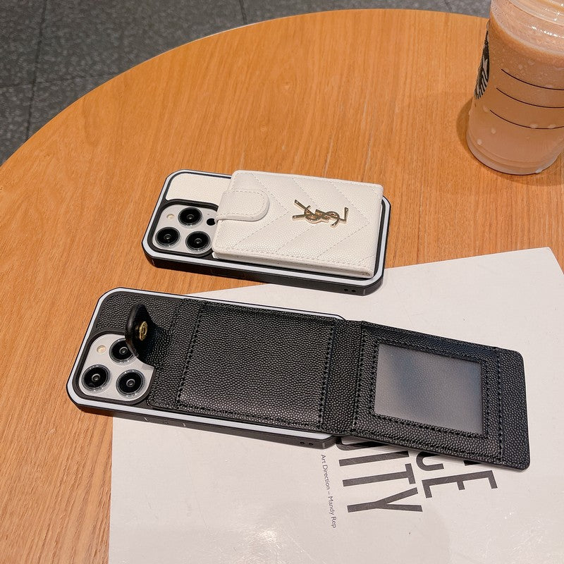 Custodia per iPhone in pelle di sacca con carta saint