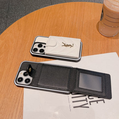 Custodia per iPhone in pelle di sacca con carta saint