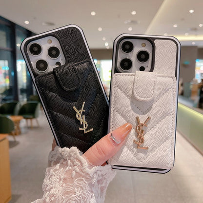 Custodia per iPhone in pelle di sacca con carta saint