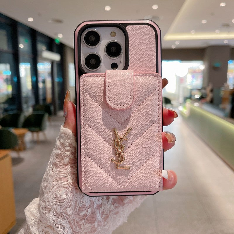 Custodia per iPhone in pelle di sacca con carta saint