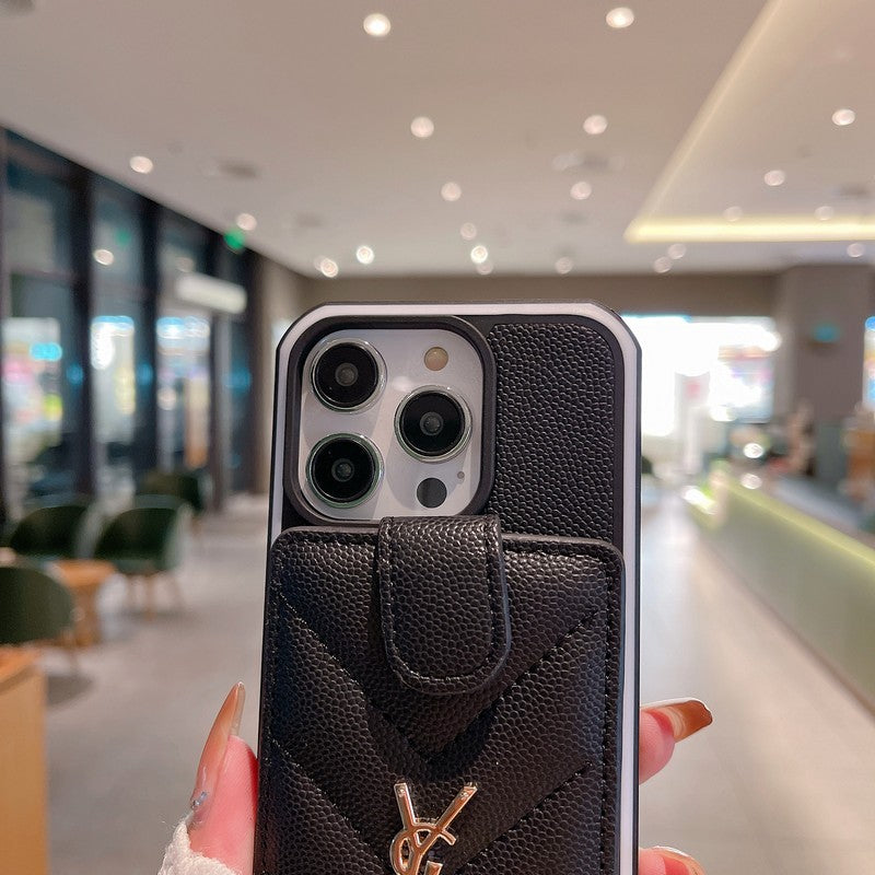 Custodia per iPhone in pelle di sacca con carta saint