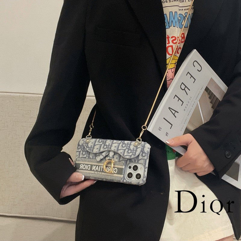 CD Black & Grey Fabric Card Bag Crossbody Case