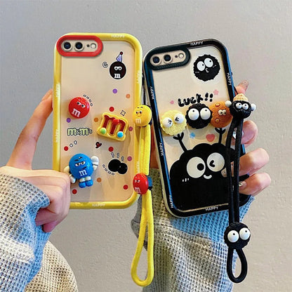 3D CARTOON Labubu Fur Phone pouzdro pro Samsung s popruh Plush Kuromi Toy Soft Cover