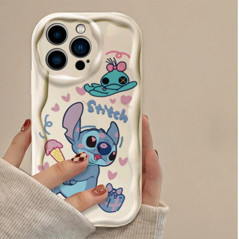 Cute Disney Cartoon Stitch 3D Wave Phone Case