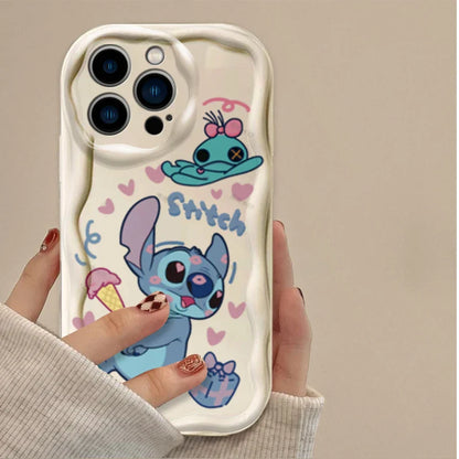 Cute Disney Cartoon Stitch 3D Wave Phone Case