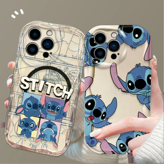 Cute Disney Cartoon Stitch 3D Wave Phone Case