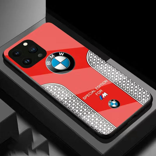 BMW Sport Luxury Telefy Case per iPhone 16 15 14 13 12 Pro Max Temped Temped Back