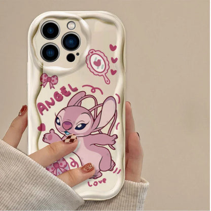 Cute Disney Cartoon Stitch 3D Wave Phone Case