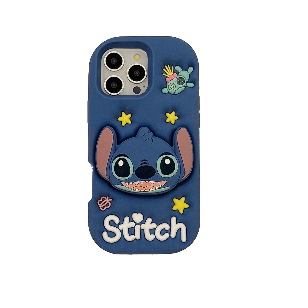 3D Cartoon Stitch Face Grip Tok Holder Cartoon Silicone Soft Phone Case