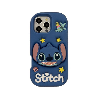 3D Cartoon Stitch Face Grip Tok Holder Cartoon Silicone Soft Phone Case