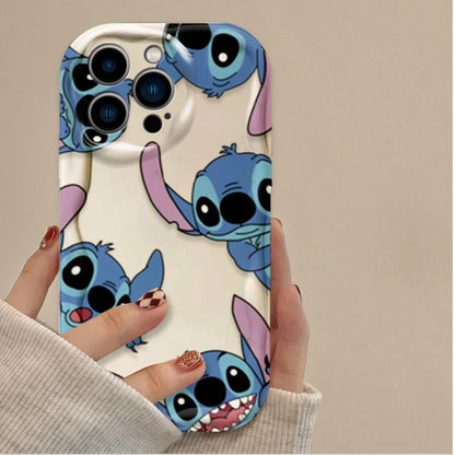 Cute Disney Cartoon Stitch 3D Wave Phone Case