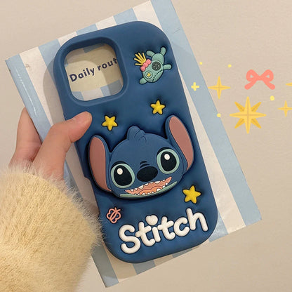 3D Cartoon Stitch Face Grip Tok Holder Cartoon Silicone Soft Phone Case