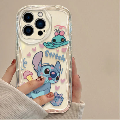 Cute Disney Cartoon Stitch 3D Wave Phone Case