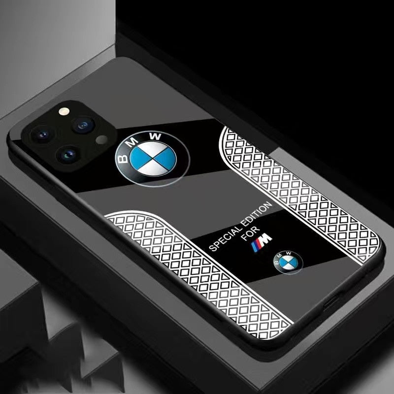 BMW Sport Luxury Telefy Case per iPhone 16 15 14 13 12 Pro Max Temped Temped Back