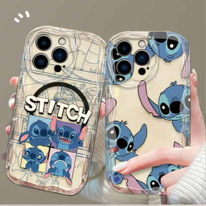 Cute Disney Cartoon Stitch 3D Wave Phone Case