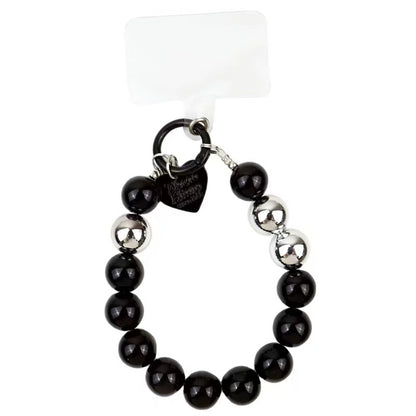 Black Beaded Bracelet Phone Strap – Stylish & Functional