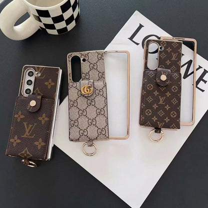 Luxus galvanizáló monogram kártya tartó kereszttest Samsung Z Fold tok
