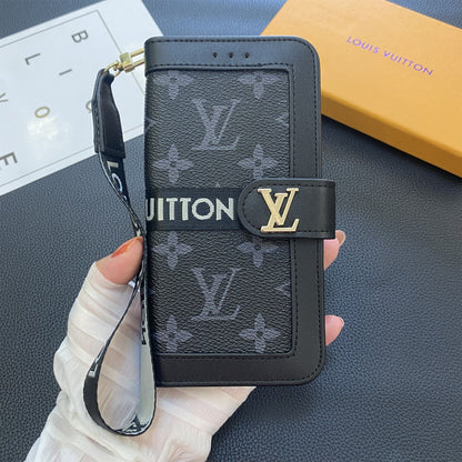 Prémiová pravá kožená kožená monogram plátno, peněženka držák karty