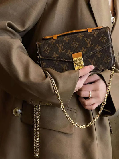 Monogramový plátnový taška ruka držela mobilní telefon s řetězem Crossbody