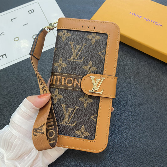 Prémiová pravá kožená kožená monogram plátno, peněženka držák karty