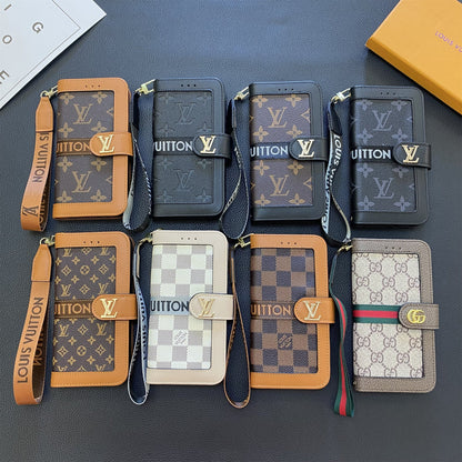 Prémiová pravá kožená kožená monogram plátno, peněženka držák karty